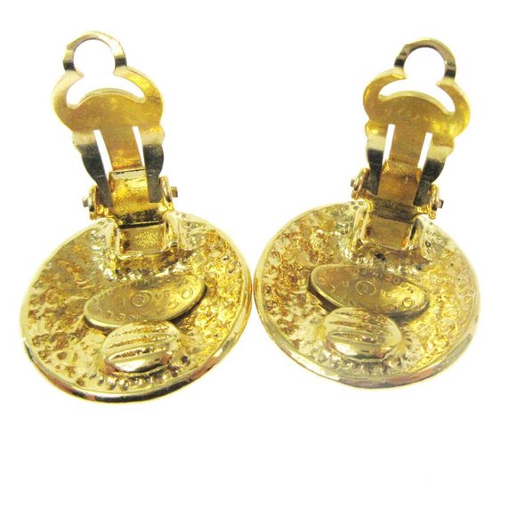 CHANEL CC Logos Button Motif Earrings Gold-Tone - Picture 3 of 4
